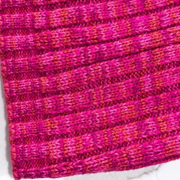 Plaid Moose | Girls Crewneck Heart Knit Pink Orange Sweater - Picture 15 of 15